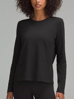 Lululemon Organic Cotton Crewneck Long-Sleeve Shirt, Black, Size S